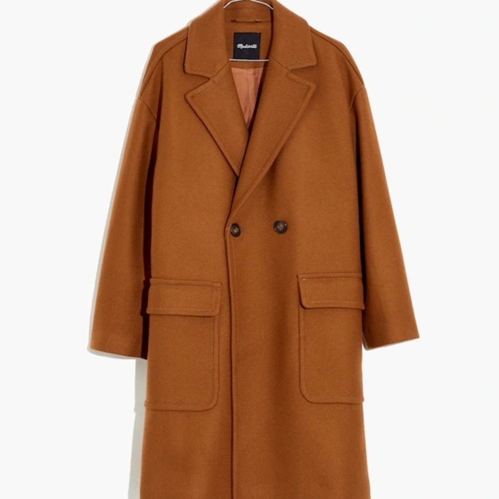 Women's Brown Double-Breasted Coat - Picture 2 of 9